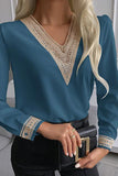 Lace Stitching V Neck Shirt