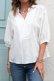 V Neck Seven Puff Sleeve Blouse