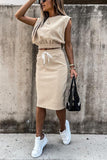 Drawstring Crop Skirt Set