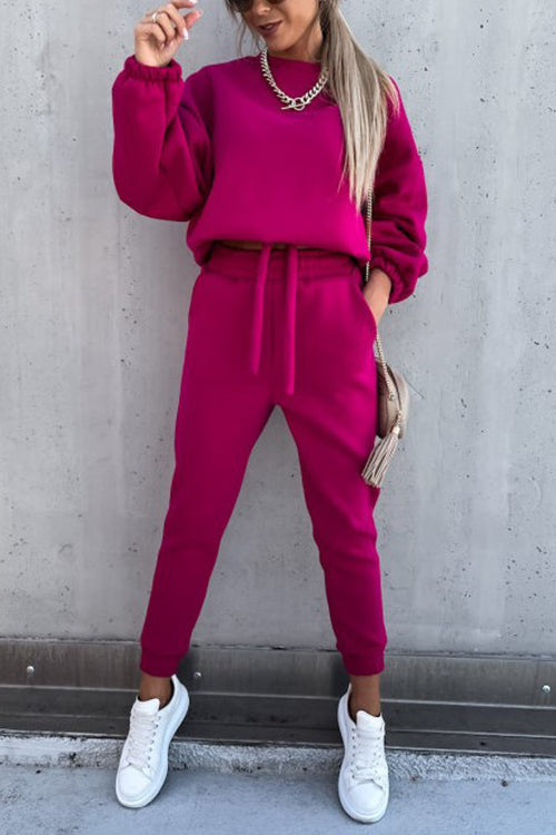 Solid Loose Hoodie Jogger Sets - Fashionpara