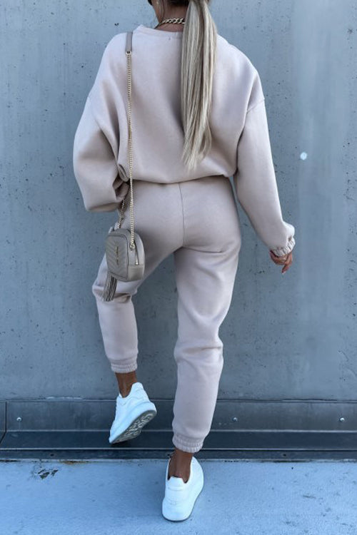 Solid Loose Hoodie Jogger Sets - Fashionpara
