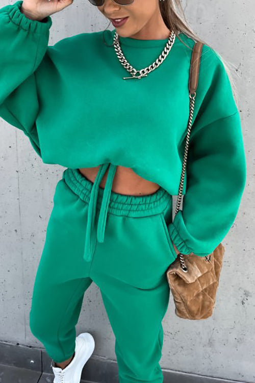 Solid Loose Hoodie Jogger Sets - Fashionpara