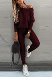 Dew Shoulder Knit Pants Set