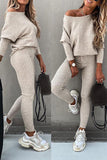 Dew Shoulder Knit Pants Set