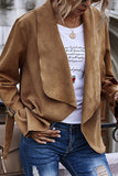 Asymmetrical Casual Khaki Loose Coat