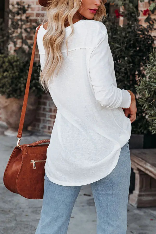 Everyday Long Sleeve Pockets Tee - Fashionpara
