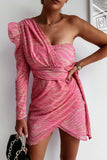 Animal Print One Shoulder Mini Dress - Fashiondia