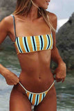 Striped Multicolor Two Pieces Swimsuit