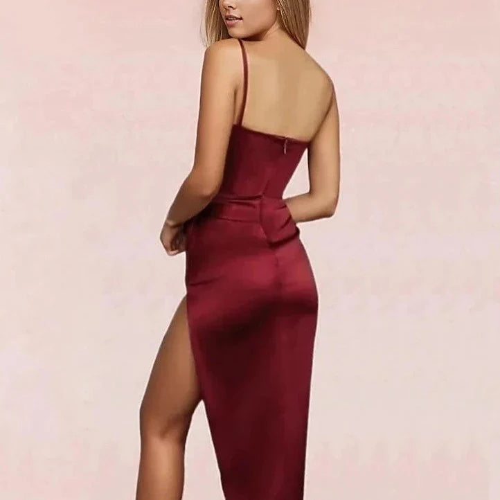 Bryne Bodycon Midi Dress - Red Wine - Fashionpara