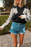 Snow Leopard Patchwork Black Sweater