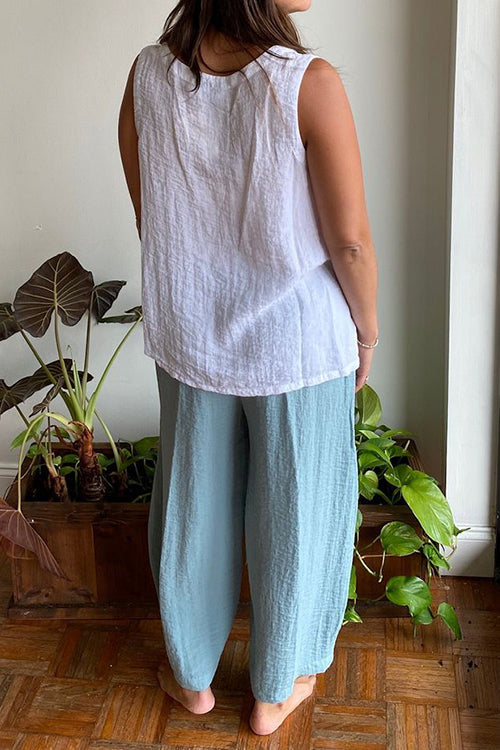 Solid O Neck Tank Pants Set - Fashionpara