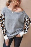 Leopard Acrylic Crew Neck Long Sleeve Sweater(4 Colors)