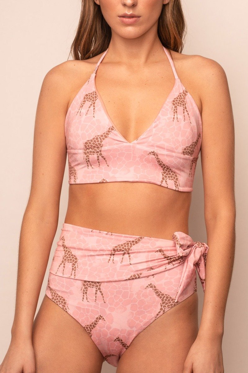 Bandage Zebra Printed Pink Bikini Set