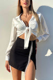 Rhinstone Tassels Slit Skirts