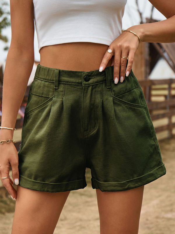 New summer all-match elastic waist design denim shorts casual pants - Fashionpara