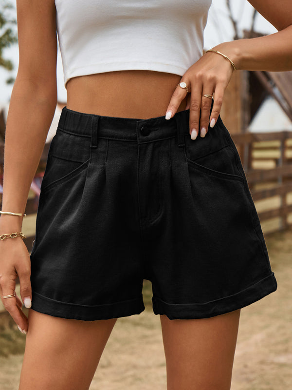 New summer all-match elastic waist design denim shorts casual pants - Fashionpara
