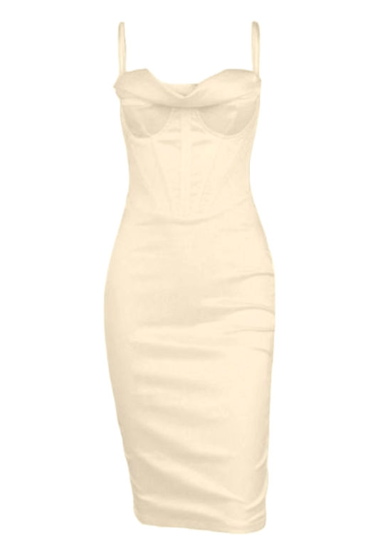 Indi Bodycon Dress - Cream - Fashionpara