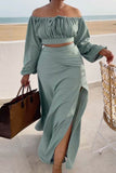 Lantern sleeve plus size suit