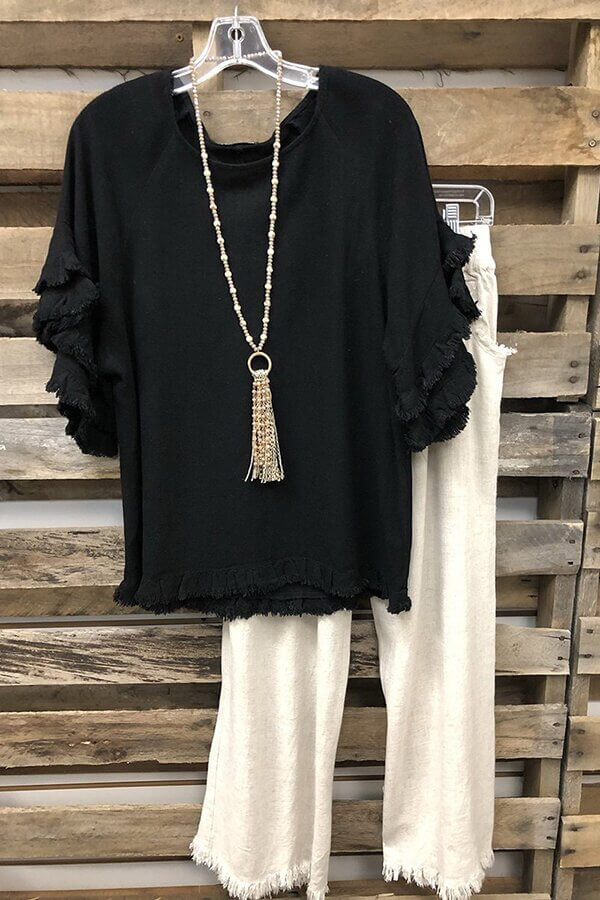 Loose Plus Size Ruffle Sleeve T-Shirt Top - Fashionpara
