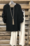 Loose Plus Size Ruffle Sleeve T-Shirt Top