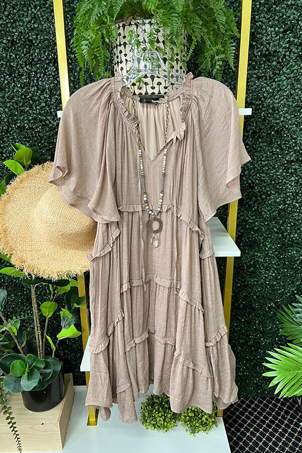Multi-Layered V-Neck Ruffle Dress - Fashionpara