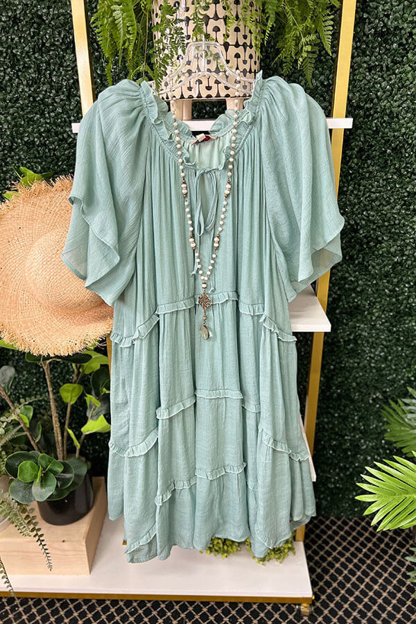 Multi-Layered V-Neck Ruffle Dress - Fashionpara