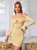 Off Shoulder Halter Cut Out Bodycon Dress