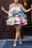 Printed plastic fishbone camisole dress