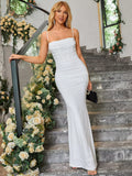 Solid Ruched Bodycon Formal Dress