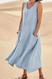 O Neck Pocket Sleeveless Maxi Dress