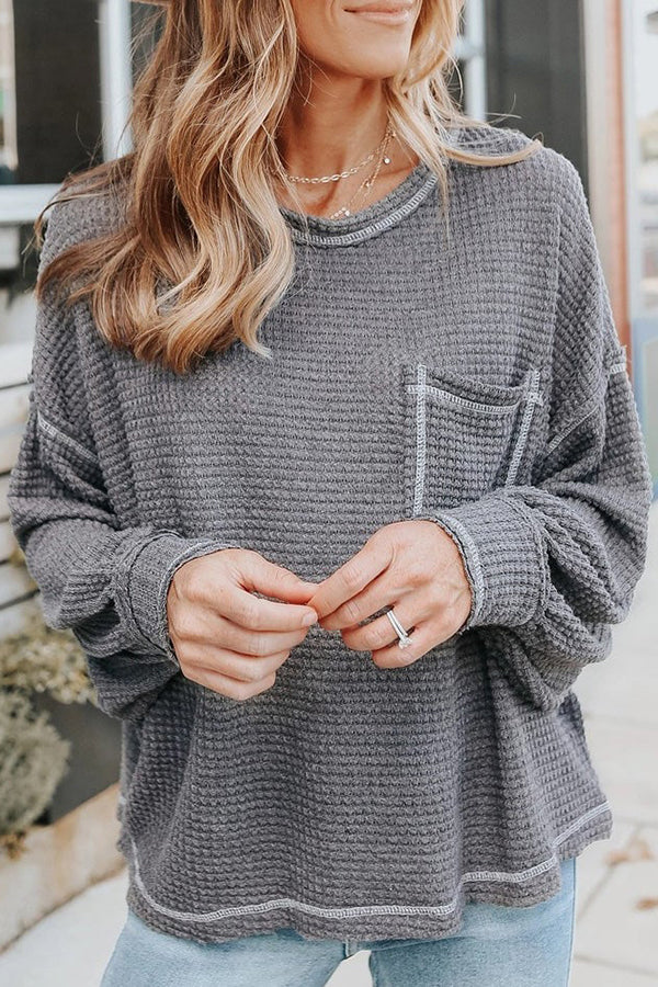 Finally Friday Waffle Knit Top - Fashionpara